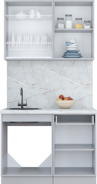 Изображение товара Кухонный гарнитур Интерлиния Мила Пластик 1.1 А (зефирный/кварцевый/опал светлый)