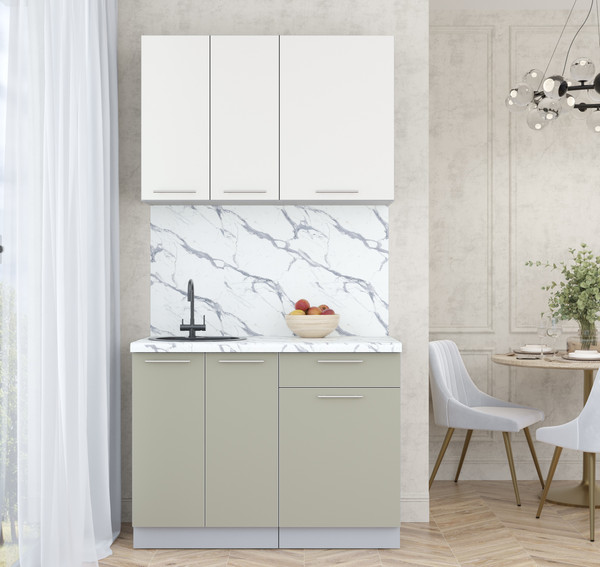 Изображение товара Кухонный гарнитур Интерлиния Мила Пластик 1.1 А (зефирный/латте/белый гранит)