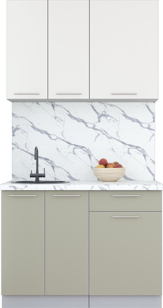 Изображение товара Кухонный гарнитур Интерлиния Мила Пластик 1.1 А (зефирный/латте/белый гранит)