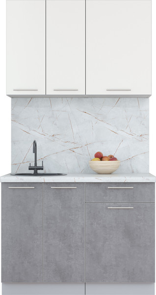Изображение товара Кухонный гарнитур Интерлиния Мила Пластик 1.1 А (зефирный/оксид темный/серый каспий)