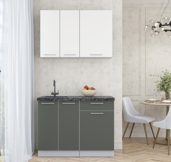 Изображение товара Кухонный гарнитур Интерлиния Мила Пластик 1.1 А (зефирный/шторм/кастилло темный)