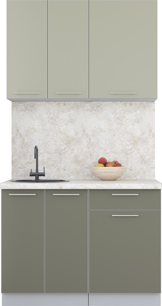 Изображение товара Кухонный гарнитур Интерлиния Мила Пластик 1.1 А (латте/кварцевый/опал светлый)