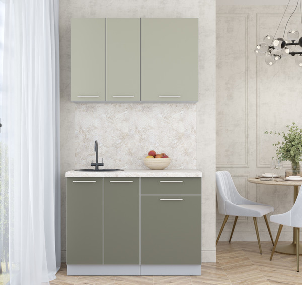 Изображение товара Кухонный гарнитур Интерлиния Мила Пластик 1.1 А (латте/кварцевый/опал светлый)