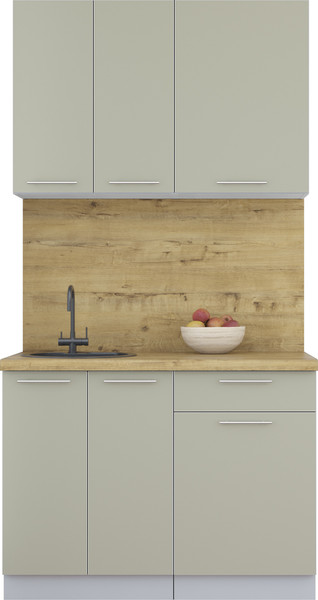 Изображение товара Кухонный гарнитур Интерлиния Мила Пластик 1.1 А (латте/латте/дуб бунратти)