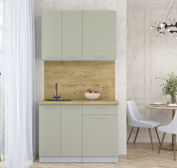 Изображение товара Кухонный гарнитур Интерлиния Мила Пластик 1.1 А (латте/латте/дуб бунратти)