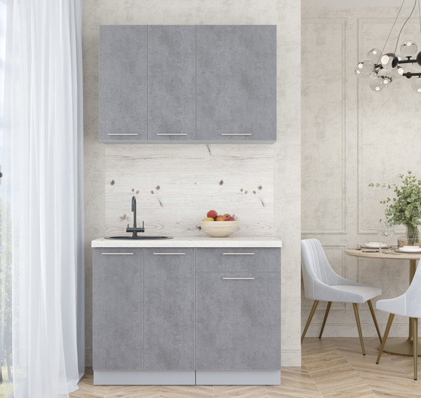 Изображение товара Кухонный гарнитур Интерлиния Мила Пластик 1.1 А (оксид темный/оксид темный/бискайская сосна)