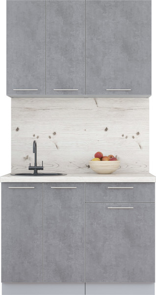 Изображение товара Кухонный гарнитур Интерлиния Мила Пластик 1.1 А (оксид темный/оксид темный/бискайская сосна)