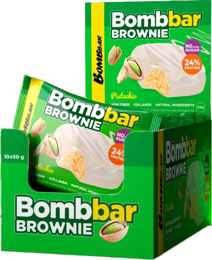 Изображение товара Набор протеинового печенья Bombbar Брауни с фисташкой (10x50г)