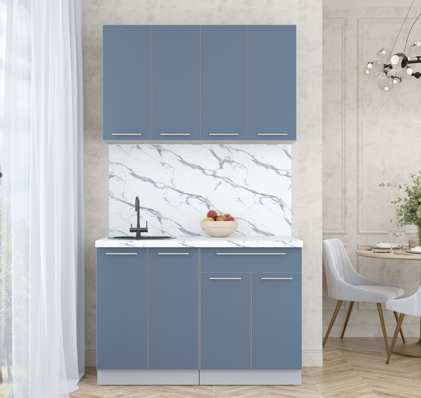 Изображение товара Кухонный гарнитур Интерлиния Мила Пластик 1.2 А (арктический/арктический/белый гранит)