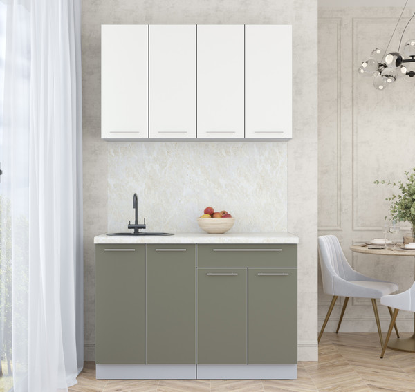 Изображение товара Кухонный гарнитур Интерлиния Мила Пластик 1.2 А (зефирный/кварцевый/опал светлый)