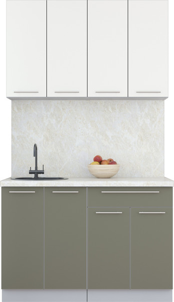 Изображение товара Кухонный гарнитур Интерлиния Мила Пластик 1.2 А (зефирный/кварцевый/опал светлый)