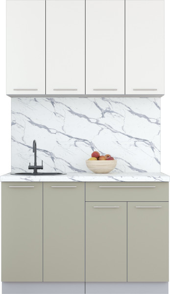 Изображение товара Кухонный гарнитур Интерлиния Мила Пластик 1.2 А (зефирный/латте/белый гранит)
