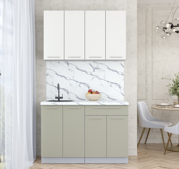 Изображение товара Кухонный гарнитур Интерлиния Мила Пластик 1.2 А (зефирный/латте/белый гранит)