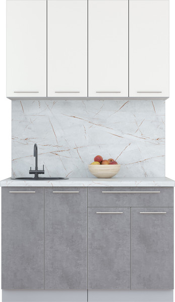 Изображение товара Кухонный гарнитур Интерлиния Мила Пластик 1.2 А (зефирный/оксид темный/серый каспий)