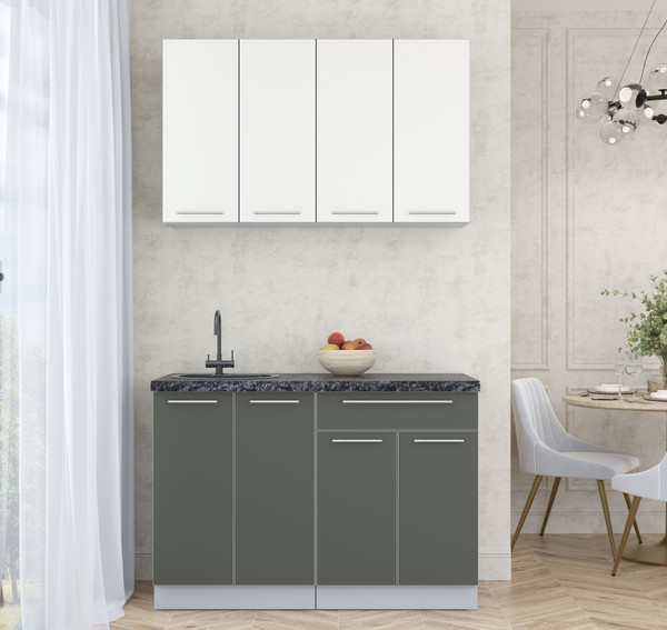 Изображение товара Кухонный гарнитур Интерлиния Мила Пластик 1.2 А (зефирный/шторм/кастилло темный)