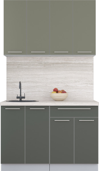 Изображение товара Кухонный гарнитур Интерлиния Мила Пластик 1.2 А (кварцевый/шторм/травертин серый)