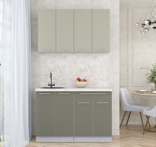 Изображение товара Кухонный гарнитур Интерлиния Мила Пластик 1.2 А (латте/кварцевый/опал светлый)