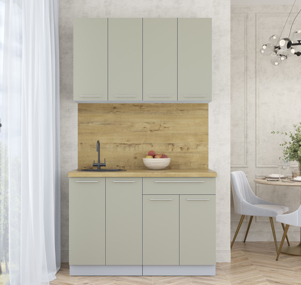 Изображение товара Кухонный гарнитур Интерлиния Мила Пластик 1.2 А (латте/латте/дуб бунратти)