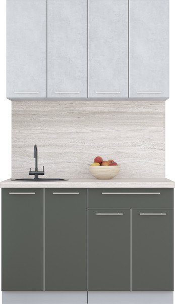 Изображение товара Кухонный гарнитур Интерлиния Мила Пластик 1.2 А (оксид светлый/шторм/травертин серый)