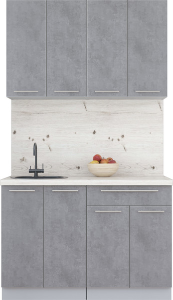 Изображение товара Кухонный гарнитур Интерлиния Мила Пластик 1.2 А (оксид темный/оксид темный/бискайская сосна)