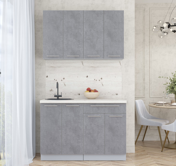 Изображение товара Кухонный гарнитур Интерлиния Мила Пластик 1.2 А (оксид темный/оксид темный/бискайская сосна)