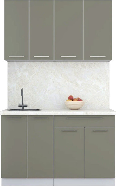 Изображение товара Кухонный гарнитур Интерлиния Мила Пластик 1.3 А (кварцевый/кварцевый/опал светлый)