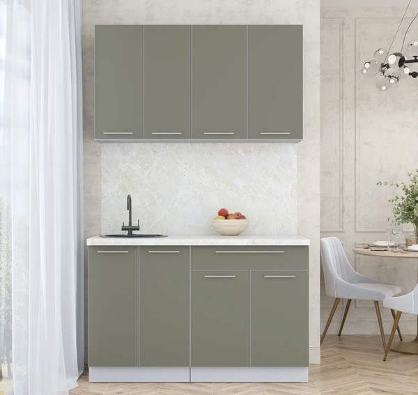 Изображение товара Кухонный гарнитур Интерлиния Мила Пластик 1.3 А (кварцевый/кварцевый/опал светлый)