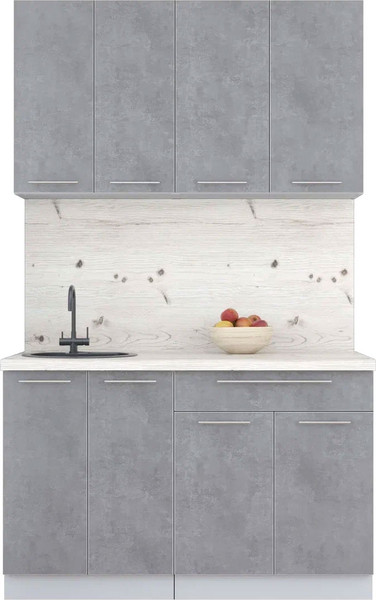 Изображение товара Кухонный гарнитур Интерлиния Мила Пластик 1.3 А (оксид темный/оксид темный/бискайская сосна)