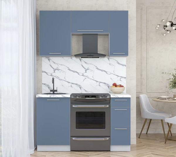 Изображение товара Кухонный гарнитур Интерлиния Мила Пластик 1.4 А (арктический/арктический/белый гранит)