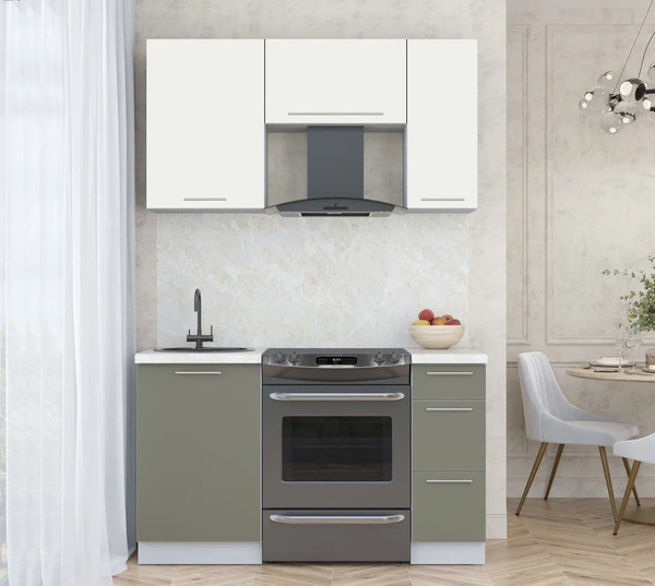 Изображение товара Кухонный гарнитур Интерлиния Мила Пластик 1.4 А (зефирный/кварцевый/опал светлый)