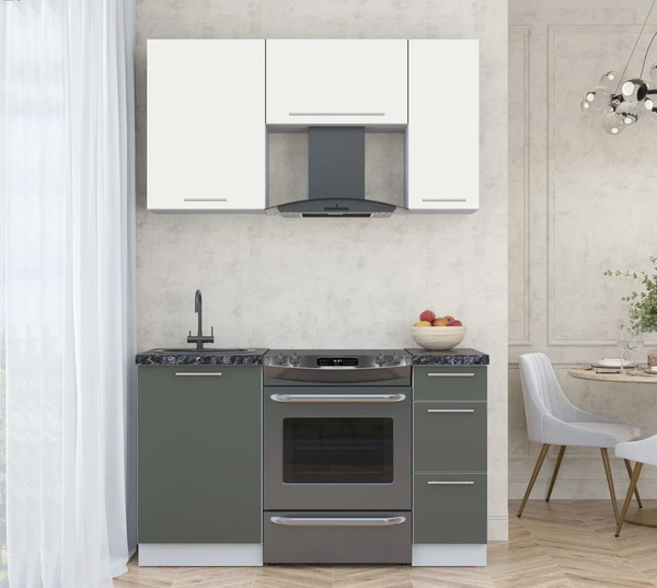 Изображение товара Кухонный гарнитур Интерлиния Мила Пластик 1.4 А (зефирный/шторм/кастилло темный)