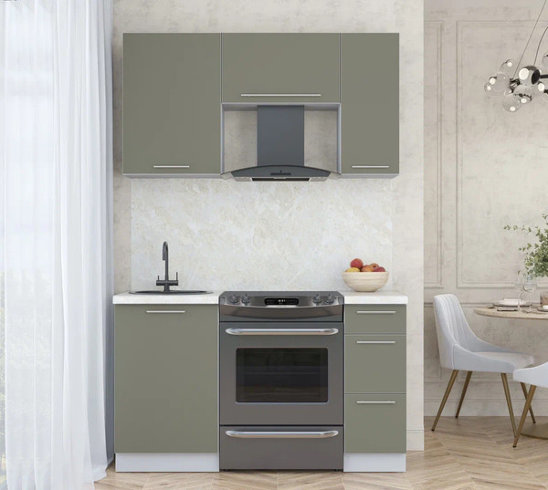 Изображение товара Кухонный гарнитур Интерлиния Мила Пластик 1.4 А (кварцевый/кварцевый/опал светлый)