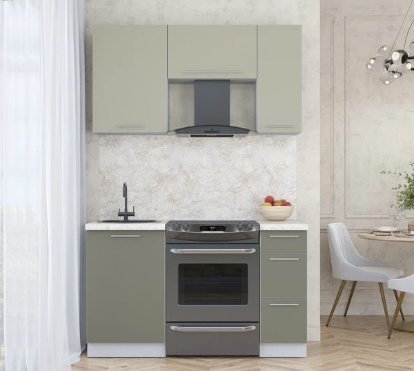 Изображение товара Кухонный гарнитур Интерлиния Мила Пластик 1.4 А (латте/кварцевый/опал светлый)