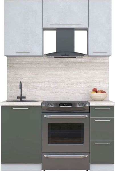 Изображение товара Кухонный гарнитур Интерлиния Мила Пластик 1.4 А (оксид светлый/шторм/травертин серый)