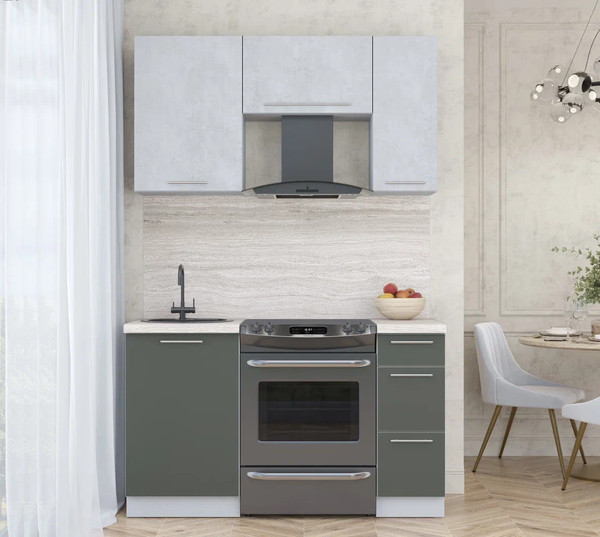 Изображение товара Кухонный гарнитур Интерлиния Мила Пластик 1.4 А (оксид светлый/шторм/травертин серый)