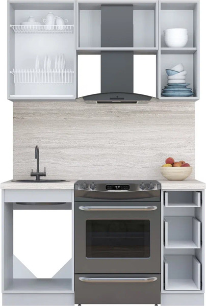 Изображение товара Кухонный гарнитур Интерлиния Мила Пластик 1.4 А (оксид темный/оксид темный/бискайская сосна)