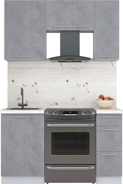 Изображение товара Кухонный гарнитур Интерлиния Мила Пластик 1.4 А (оксид темный/оксид темный/бискайская сосна)