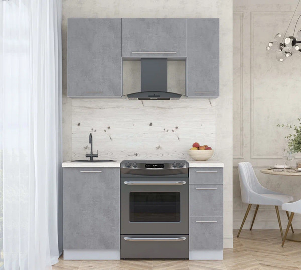 Изображение товара Кухонный гарнитур Интерлиния Мила Пластик 1.4 А (оксид темный/оксид темный/бискайская сосна)