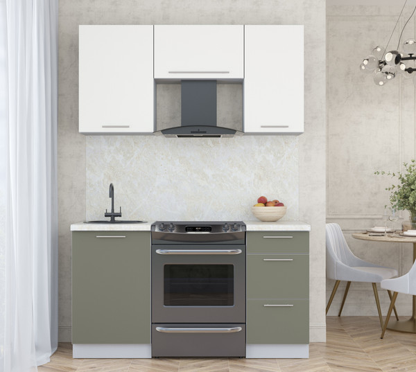 Изображение товара Кухонный гарнитур Интерлиния Мила Пластик 1.5 А (зефирный/кварцевый/опал светлый)