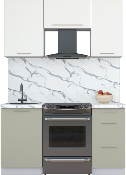 Изображение товара Кухонный гарнитур Интерлиния Мила Пластик 1.5 А (зефирный/латте/белый гранит)