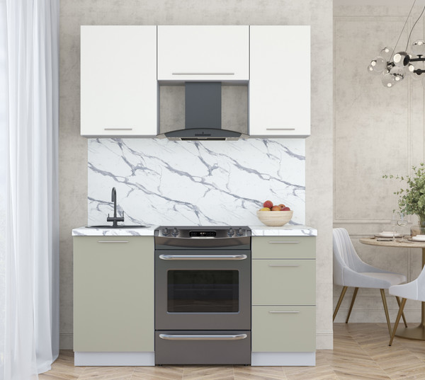 Изображение товара Кухонный гарнитур Интерлиния Мила Пластик 1.5 А (зефирный/латте/белый гранит)