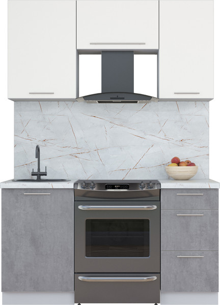 Изображение товара Кухонный гарнитур Интерлиния Мила Пластик 1.5 А (зефирный/оксид темный/серый каспий)