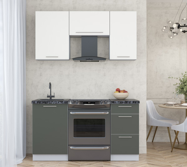 Изображение товара Кухонный гарнитур Интерлиния Мила Пластик 1.5 А (зефирный/шторм/кастилло темный)