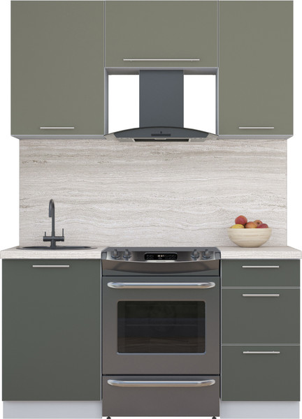 Изображение товара Кухонный гарнитур Интерлиния Мила Пластик 1.5 А (кварцевый/шторм/травертин серый)