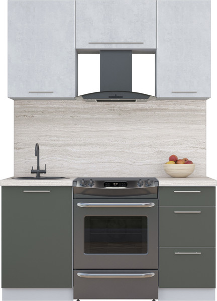 Изображение товара Кухонный гарнитур Интерлиния Мила Пластик 1.5 А (оксид светлый/шторм/травертин серый)