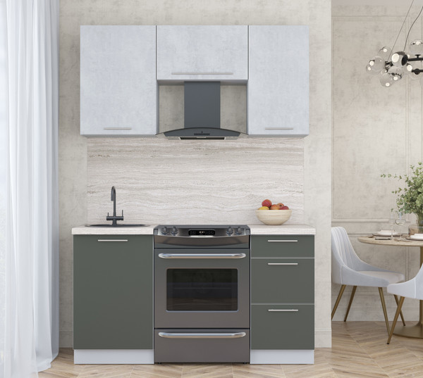 Изображение товара Кухонный гарнитур Интерлиния Мила Пластик 1.5 А (оксид светлый/шторм/травертин серый)