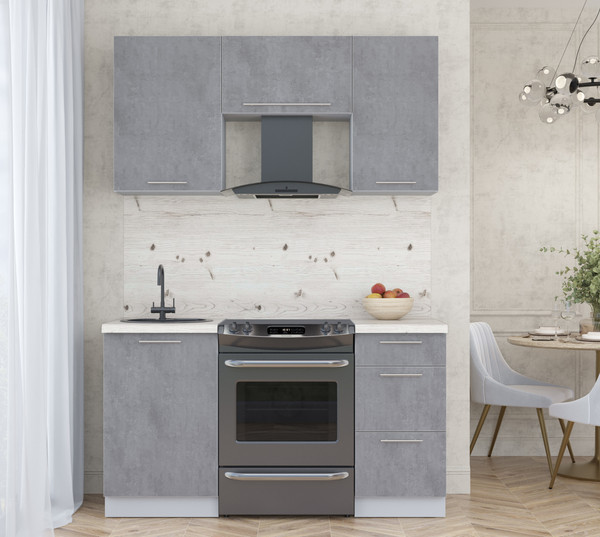 Изображение товара Кухонный гарнитур Интерлиния Мила Пластик 1.5 А (оксид темный/оксид темный/бискайская сосна)