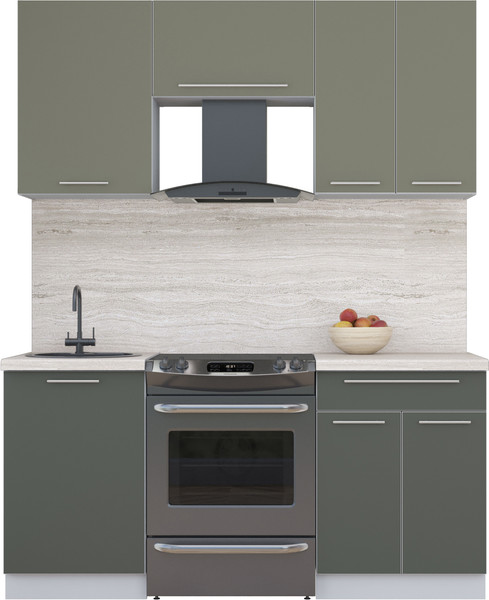 Изображение товара Кухонный гарнитур Интерлиния Мила Пластик 1.7 А (кварцевый/шторм/травертин серый)