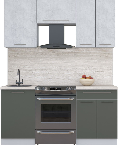 Изображение товара Кухонный гарнитур Интерлиния Мила Пластик 1.7 А (оксид светлый/шторм/травертин серый)