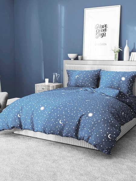 Изображение товара Комплект постельного белья Samsara Night stars 1.5сп (простыня на резинке)